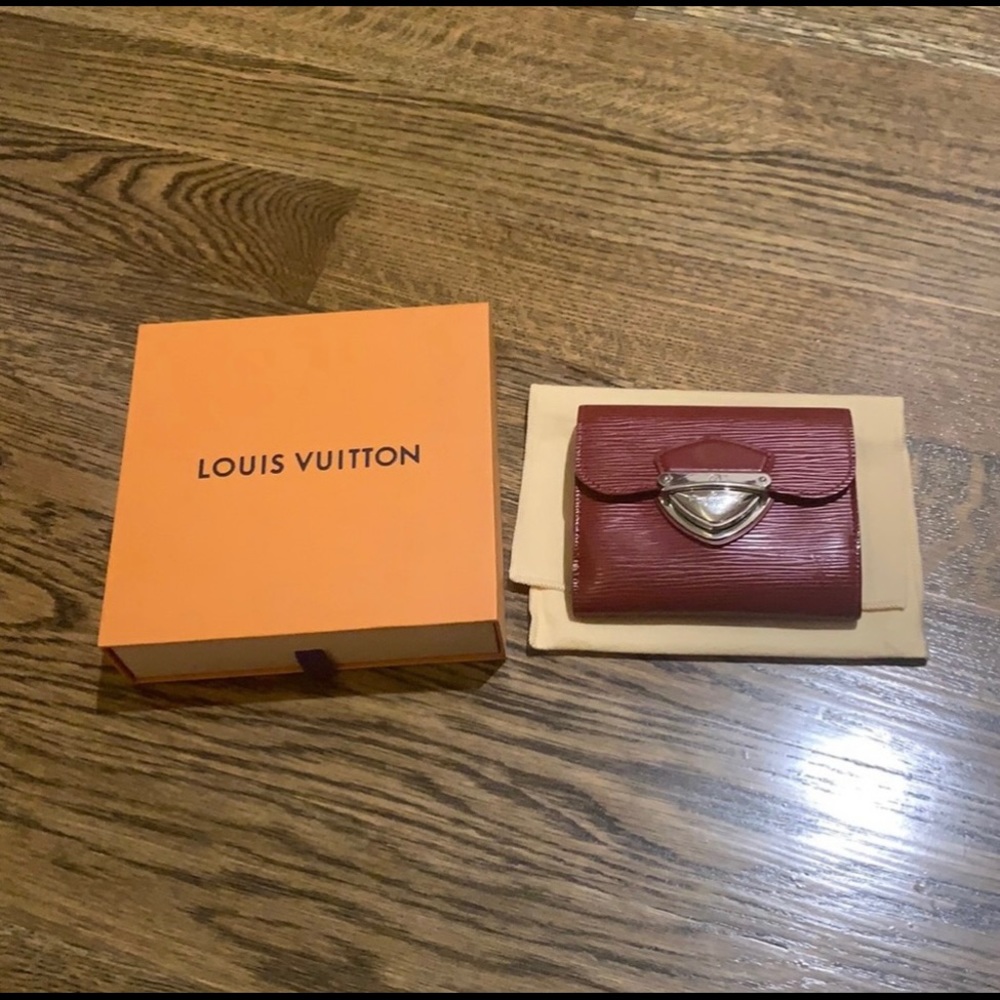 Guaranteed Authentic Louis Vuitton Red Epi Leather compact wallet
